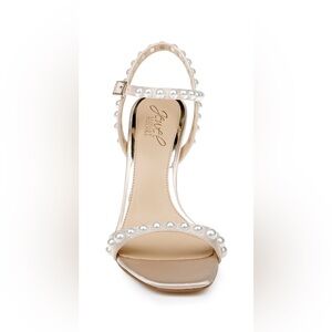 Jewel Badgley Mischka Damaris Pearl Embellished Stiletto Sandal NWT